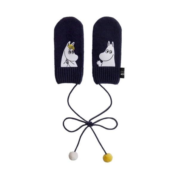 Patou x Moomin Snorkmaiden wool blend mittens in Moomin Navy