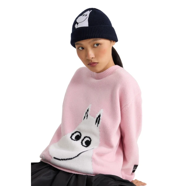Patou x Moomin crewneck wool blend jumper in Moomin Light Pink - Image 5