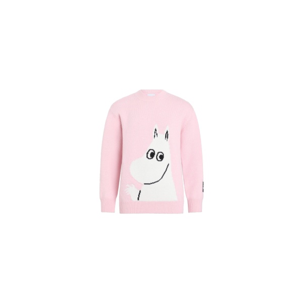 Patou Patou x Moomin crewneck wool blend jumper in Moomin Light Pink