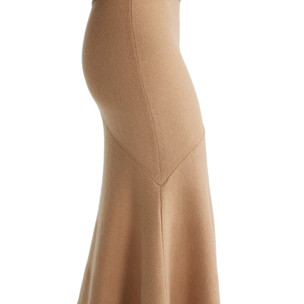 Peplum skirt in Biscuit sustainable wool and cashmere blend - Image 4