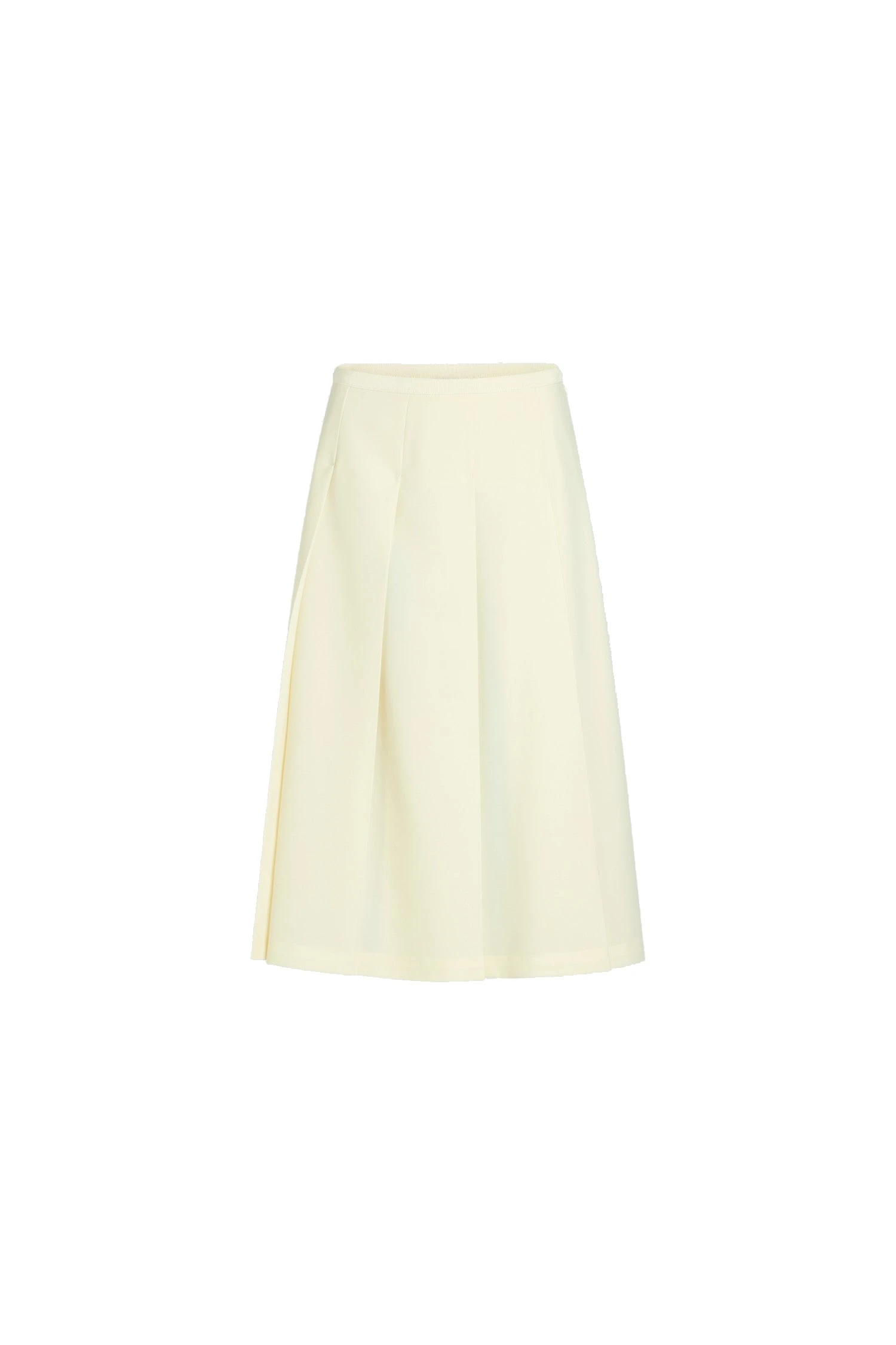 Patou Pleated midi skirt in Ivory sustainable technical wool twill | Skirts | Luxury Shoes Patou Pleated midi skirt in Ivory sustainable technical wool twill
