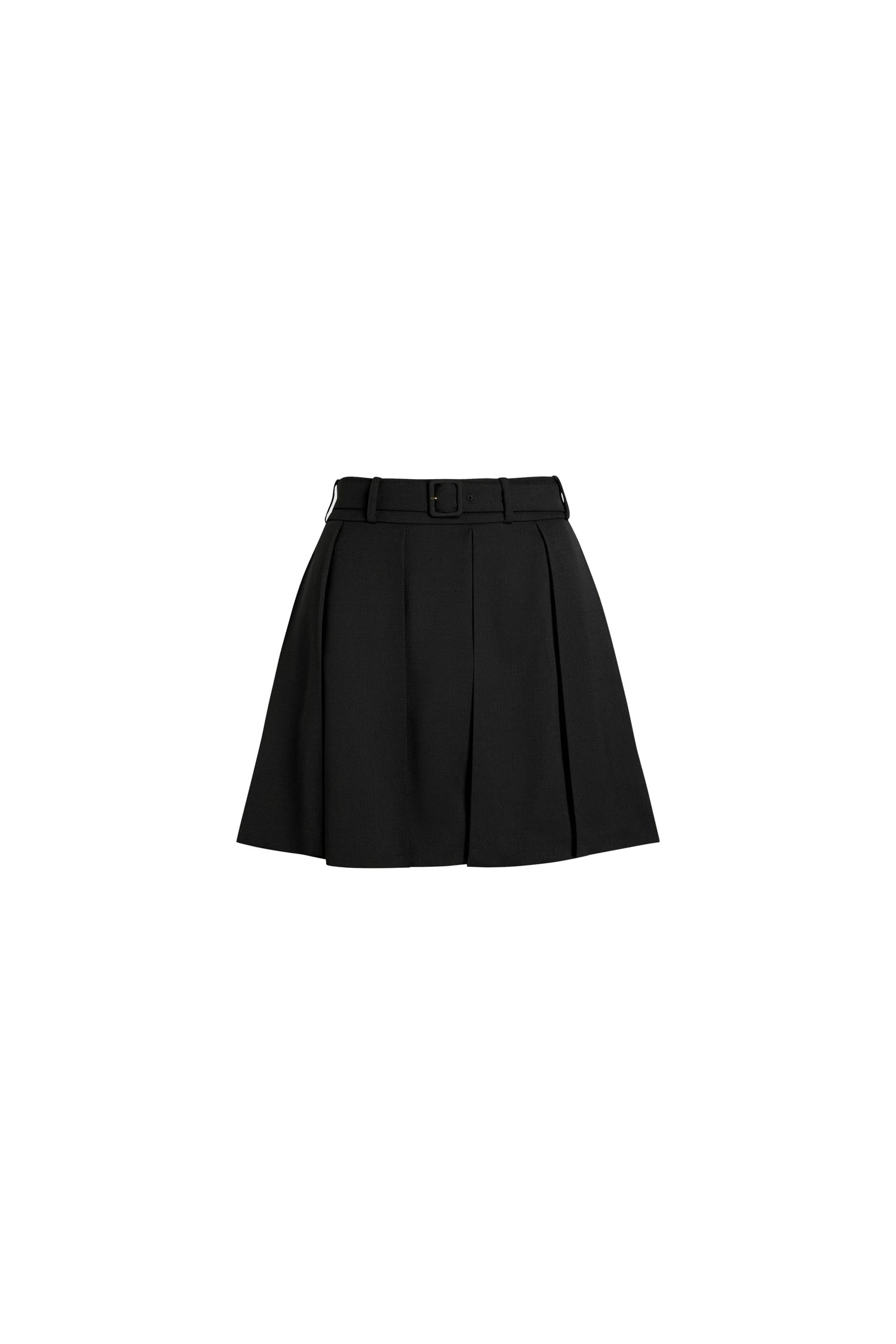 Patou Pleated mini skirt in technical wool twill | Luxury Shoes Patou Pleated mini skirt in Black technical wool twill