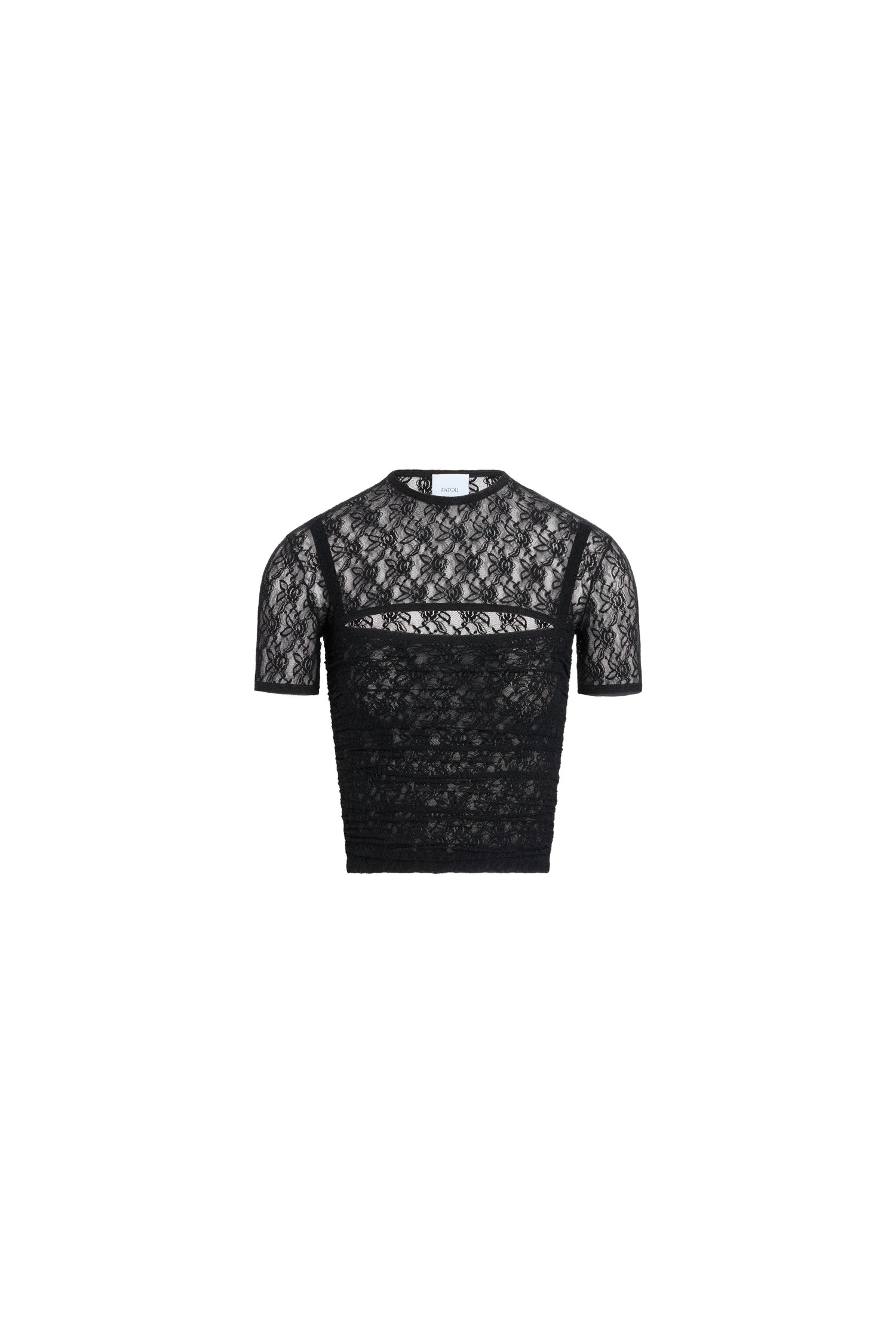 Patou Polyamide lace detachable twinset top in Black | Tops | Luxury Shoes Patou Polyamide lace detachable twinset top in Black