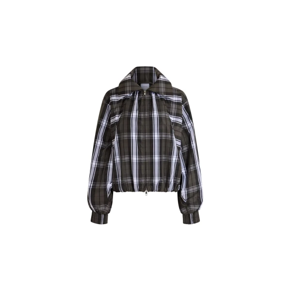 Polyester bomber jacket in Mist Green Tartan