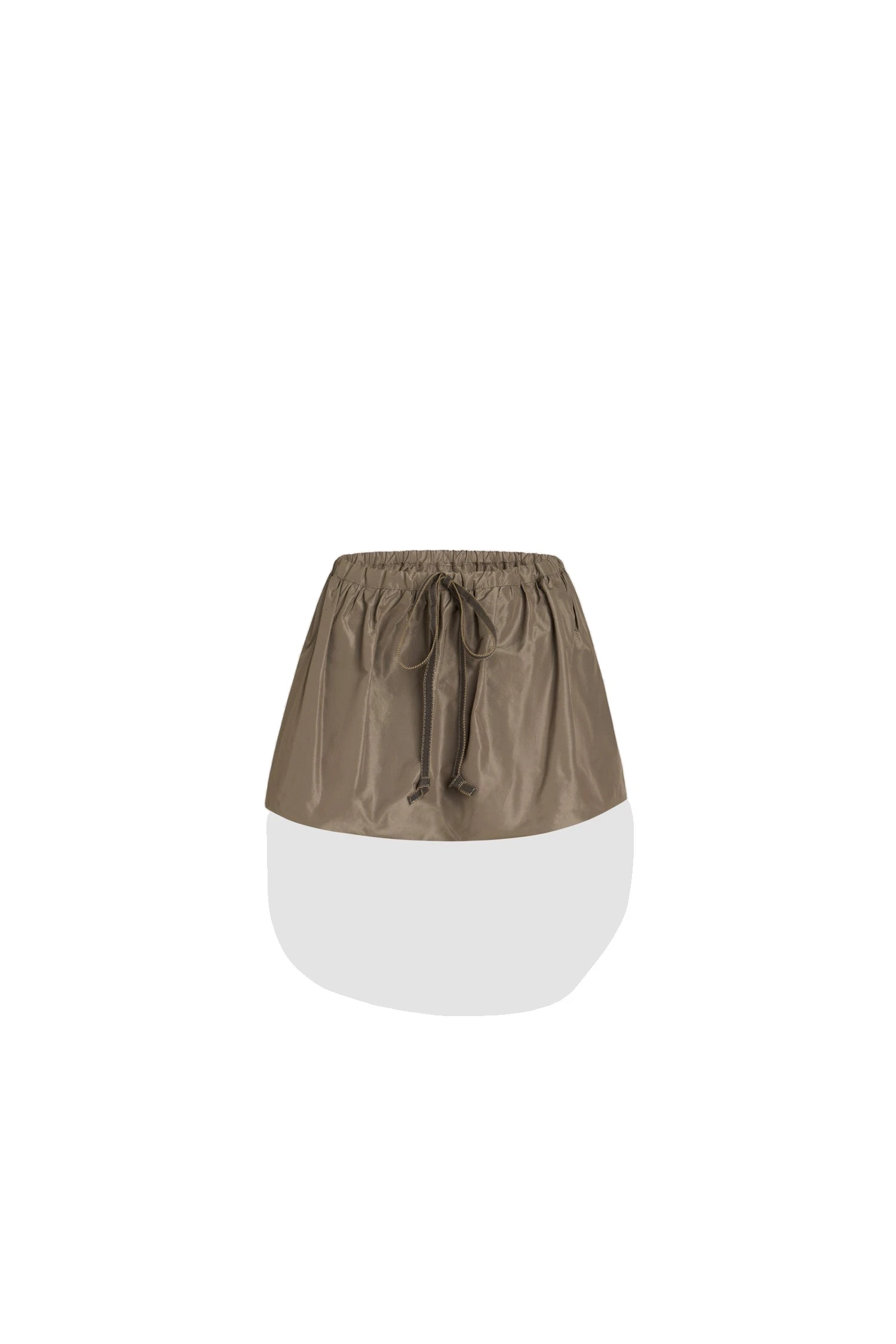Patou Puffy mini skirt in Mocha recycled faille | Skirts | Luxury Shoes Patou Puffy mini skirt in Mocha recycled faille