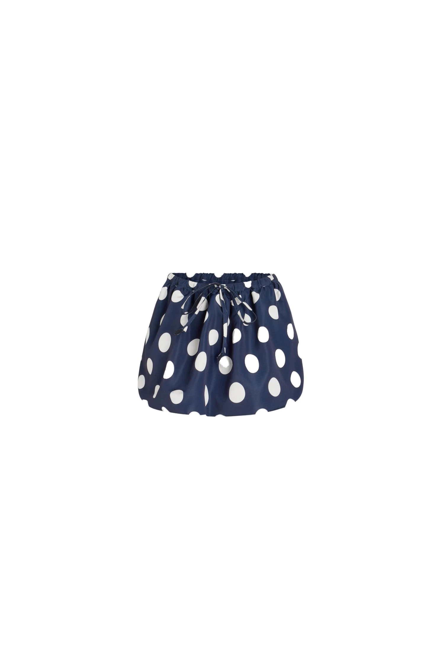 Patou Puffy mini skirt in Navy Polka Dots printed recycled ottoman faille | Skirts | Luxury Shoes Patou Puffy mini skirt in Navy Polka Dots printed recycled ottoman faille