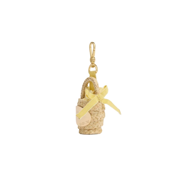 Patou Raffia bucket bag charm in Citrus Blossom
