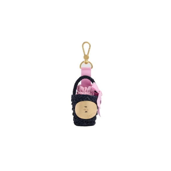 Raffia bucket bag charm in Deep Sea Blue