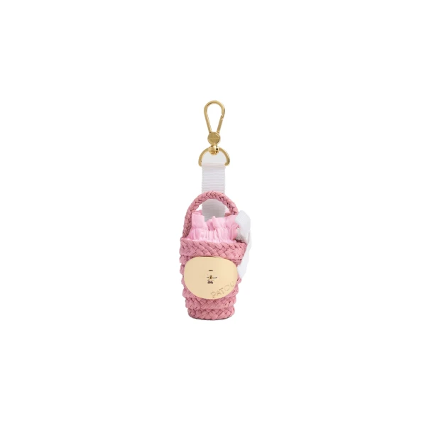 Patou Raffia bucket bag charm in Pink Parfait