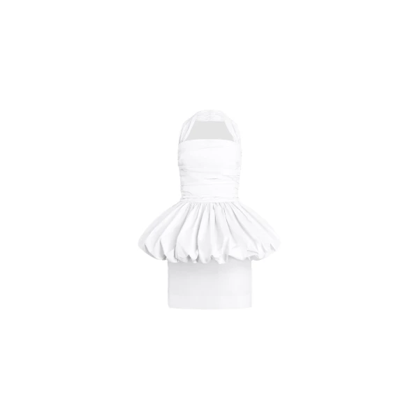 Patou Recycled faille backless mini bloomer dress in White