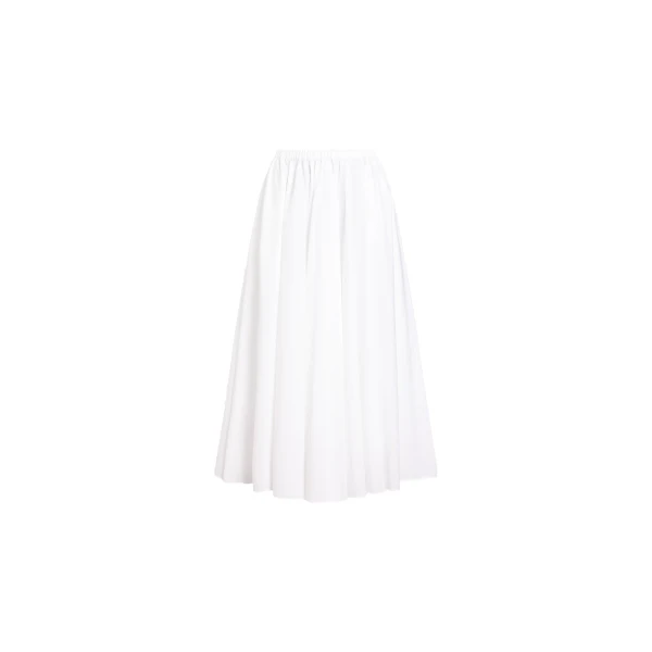 Recycled faille elasticated waist midi skirt in White