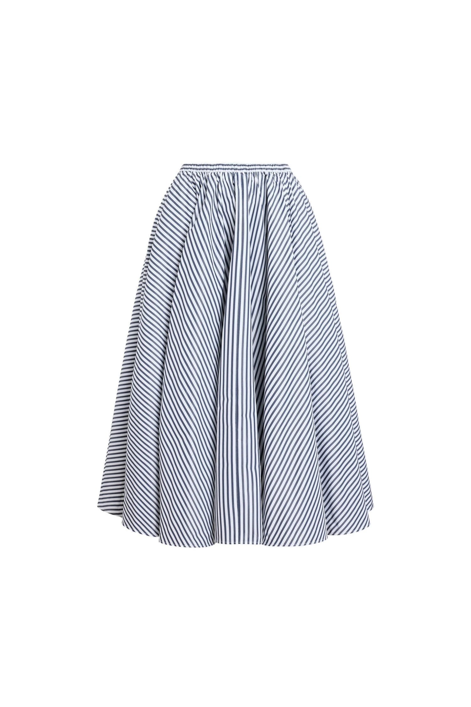 Patou Recycled faille elasticated waist striped midi skirt in Offshore Stripes | Skirts | Luxury Shoes Patou Recycled faille elasticated waist striped midi skirt in Offshore Stripes