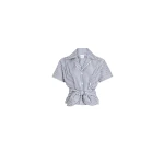 Patou Recycled faille knotted shirt in Offshore Stripes