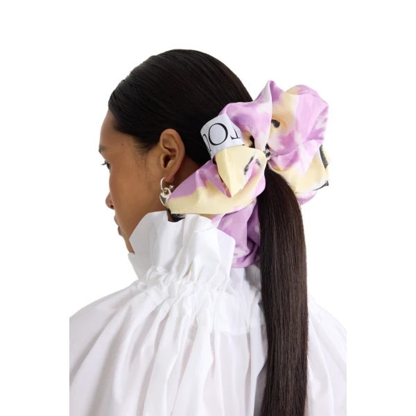 Recycled faille maxi scrunchie in Peony Garden - Image 2