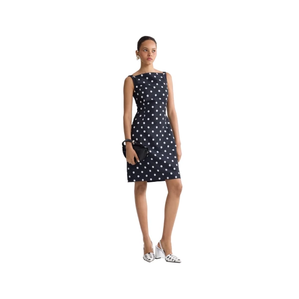 Recycled faille midi sheath dress in Meteorite Blue - Image 2