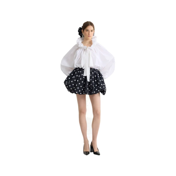 Recycled faille mini bloomer skirt in Meteorite Blue - Image 2