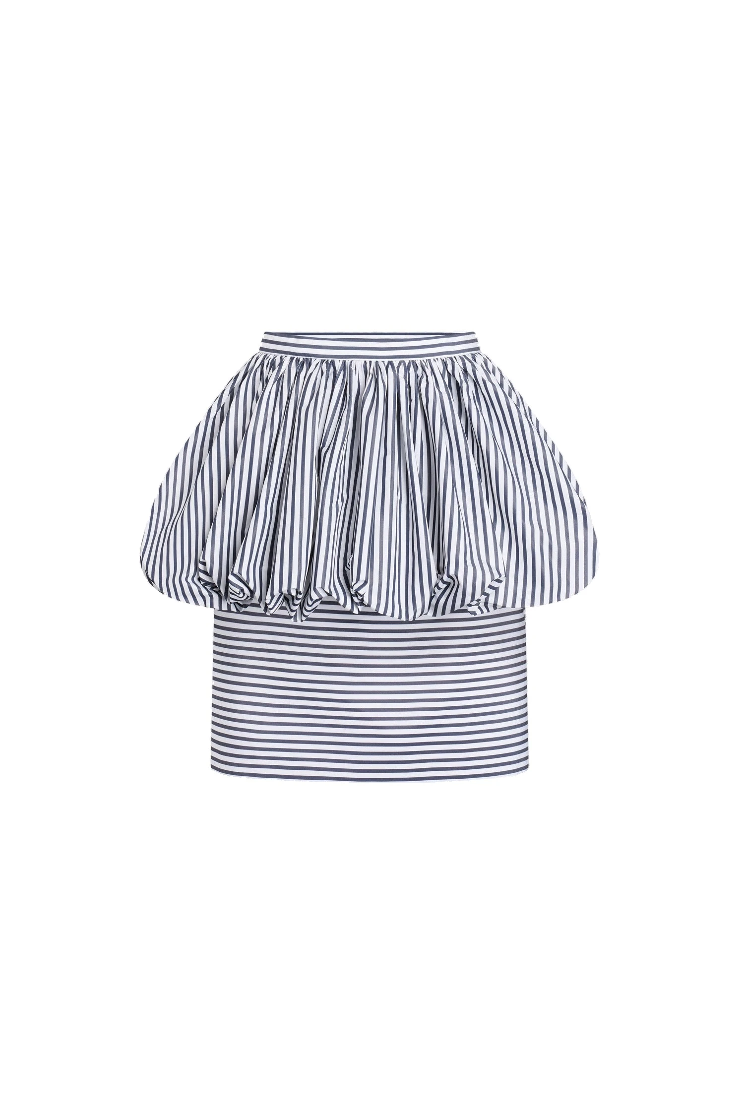 Patou Recycled faille peplum midi skirt in Offshore Stripes | Skirts | Luxury Shoes Patou Recycled faille peplum midi skirt in Offshore Stripes