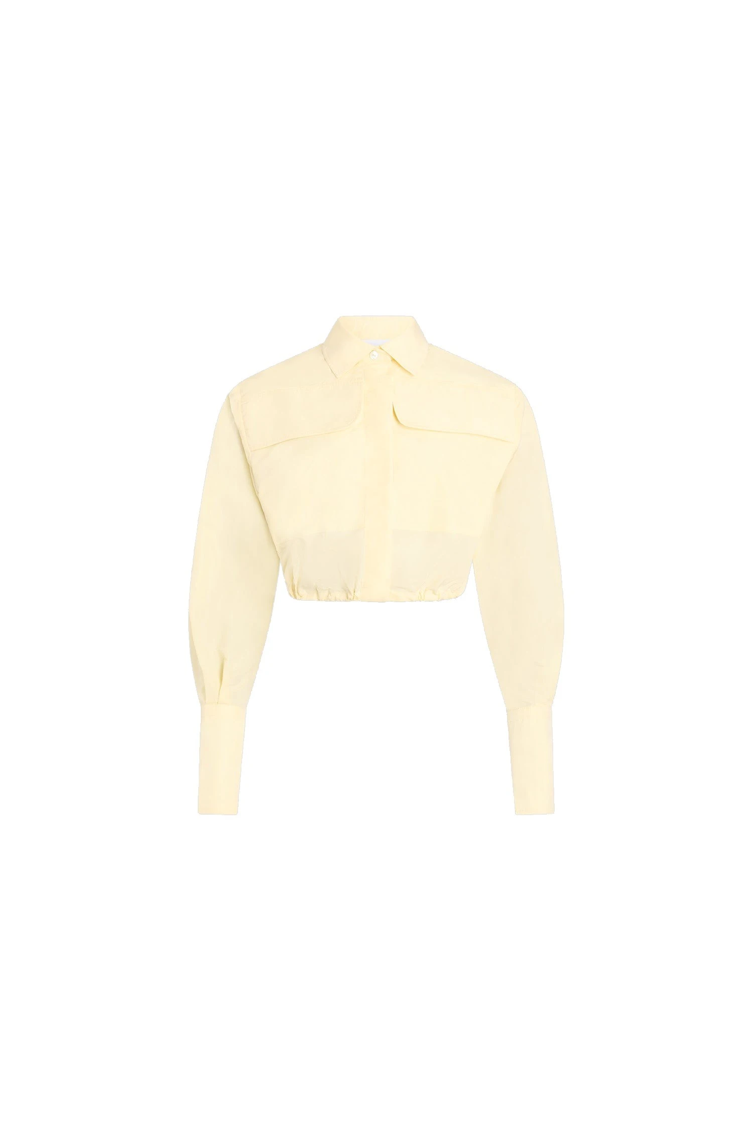 Patou Recycled faille short safari shirt in Citrus Blossom | Tops | Luxury Shoes Patou Recycled faille short safari shirt in Citrus Blossom