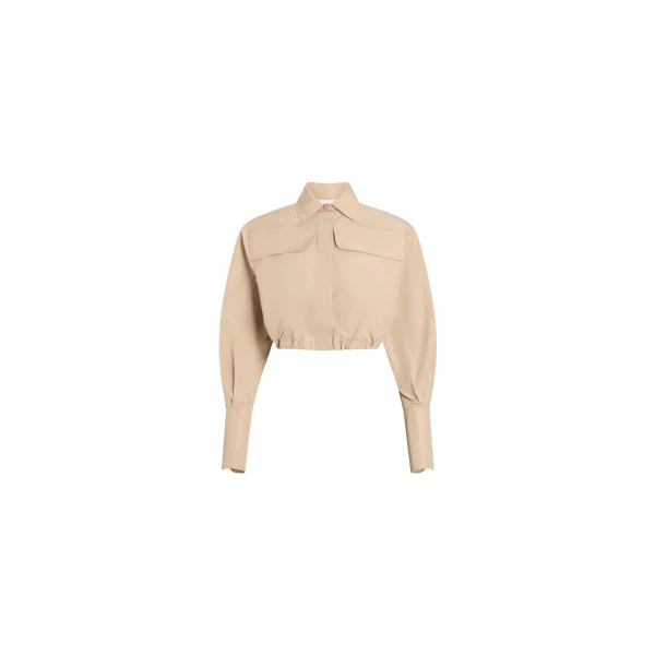 Patou Recycled faille short safari shirt in Dune