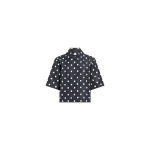 Patou Recycled faille short-sleeved blouse in Meteorite Blue