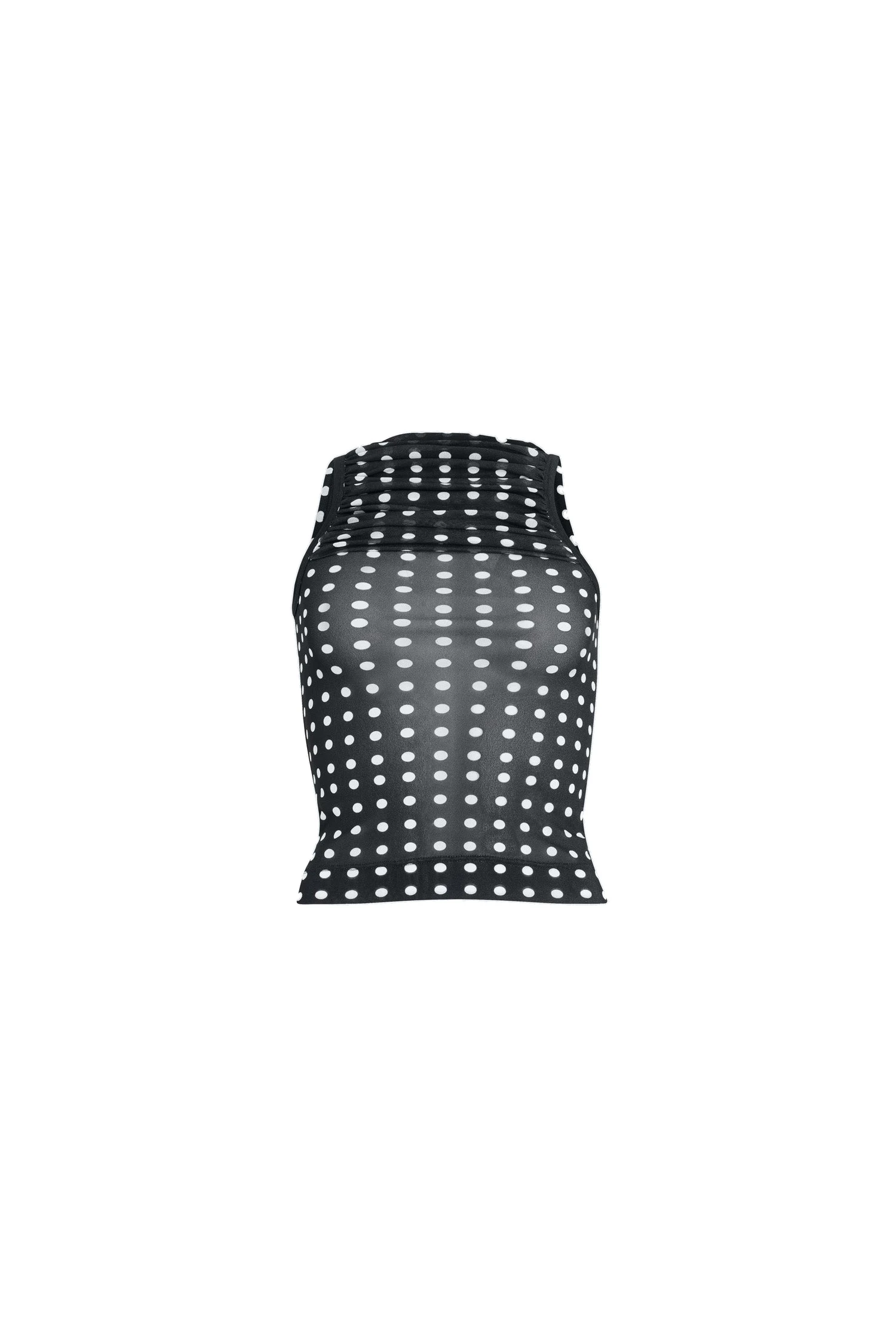 Patou Recycled nylon ruched top | Buy Designer Tops at Luxury Shoes Patou Recycled nylon ruched top in Night Blue Polka Dots