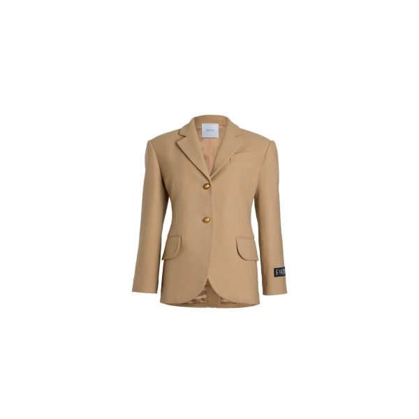Relaxed belted jacket in Beige sustainable wool and cashmere blend