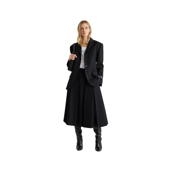 Relaxed belted jacket in Black technical wool - Image 2