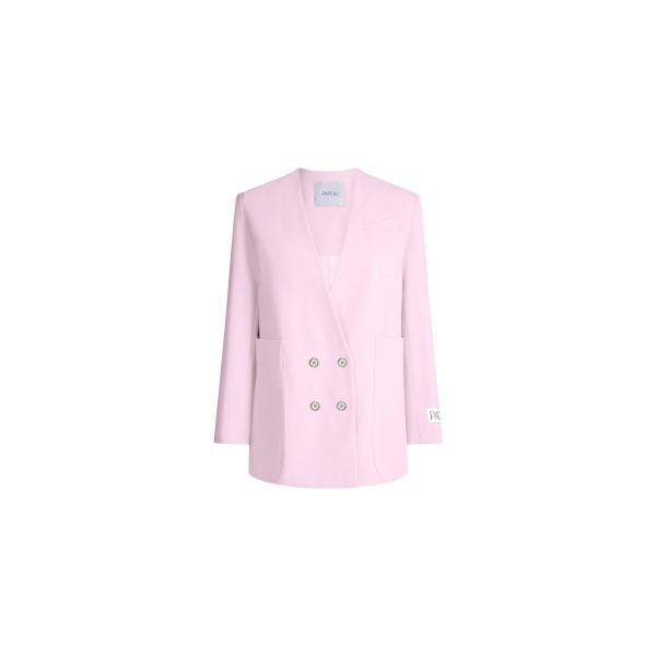 Patou Responsible wool double-breasted jacket in Orchid Ice
