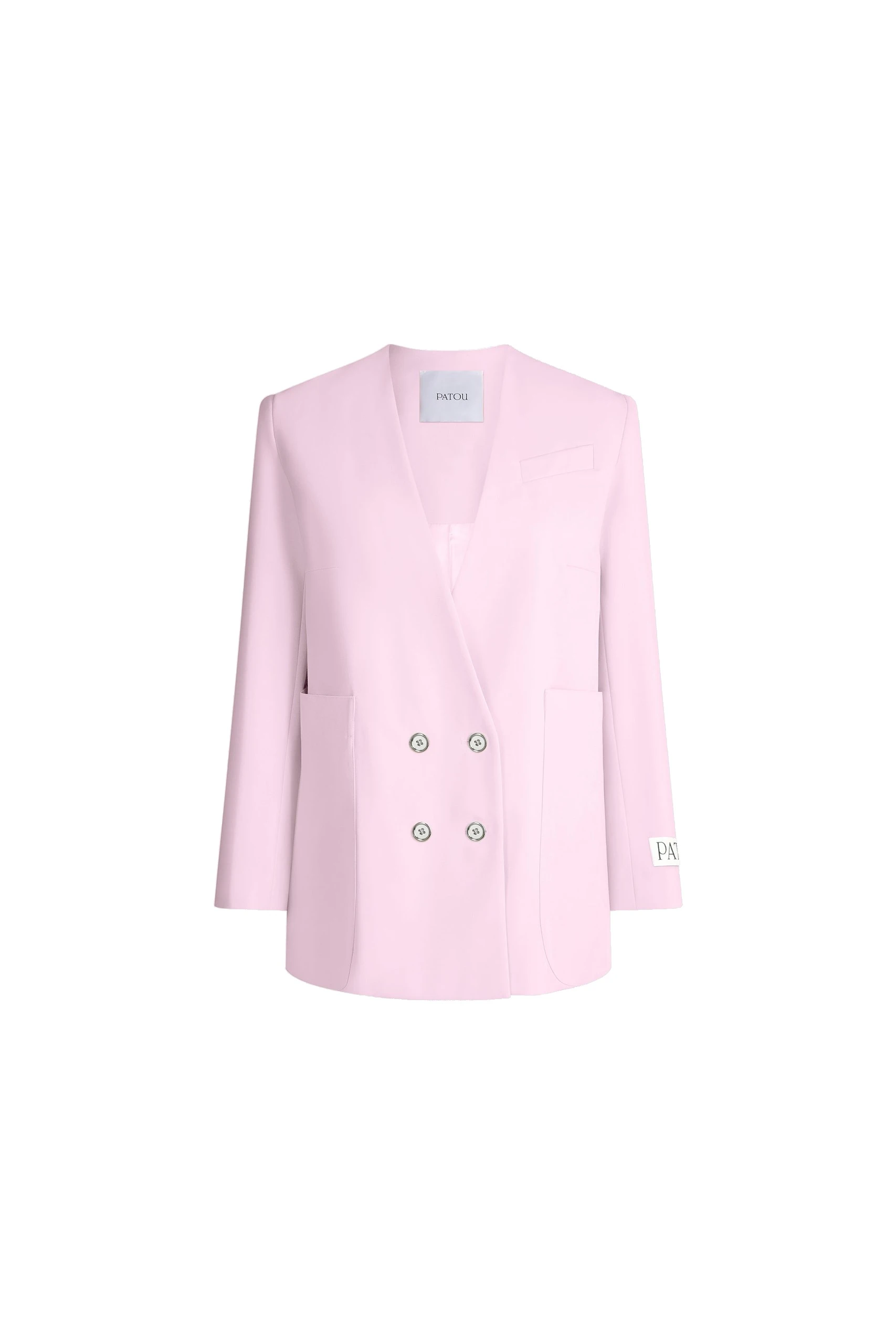 Patou Responsible wool double-breasted jacket | Luxury Shoes Patou Responsible wool double-breasted jacket in Orchid Ice