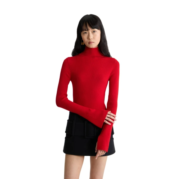 Ribbed jumper in Elixir Red wool blend - Image 5