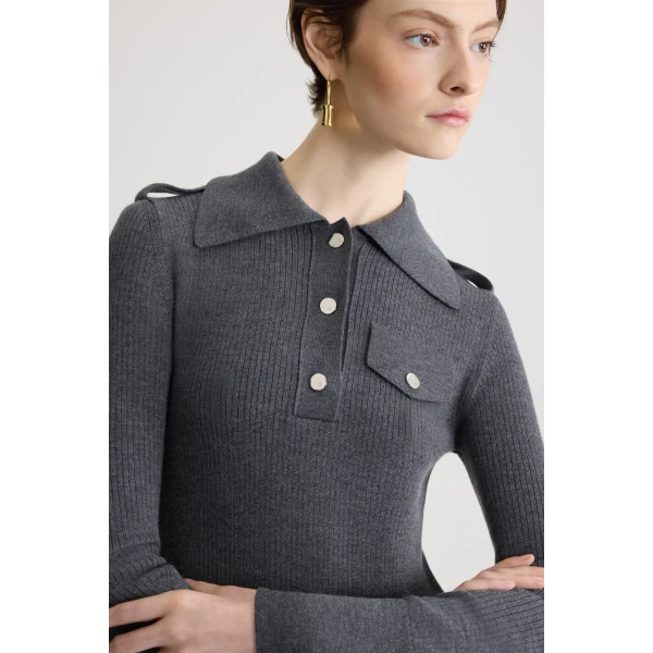 Ribbed midi dress in Mercury wool - Image 4