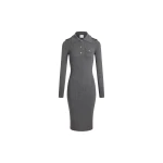 Patou Ribbed midi dress in Mercury wool