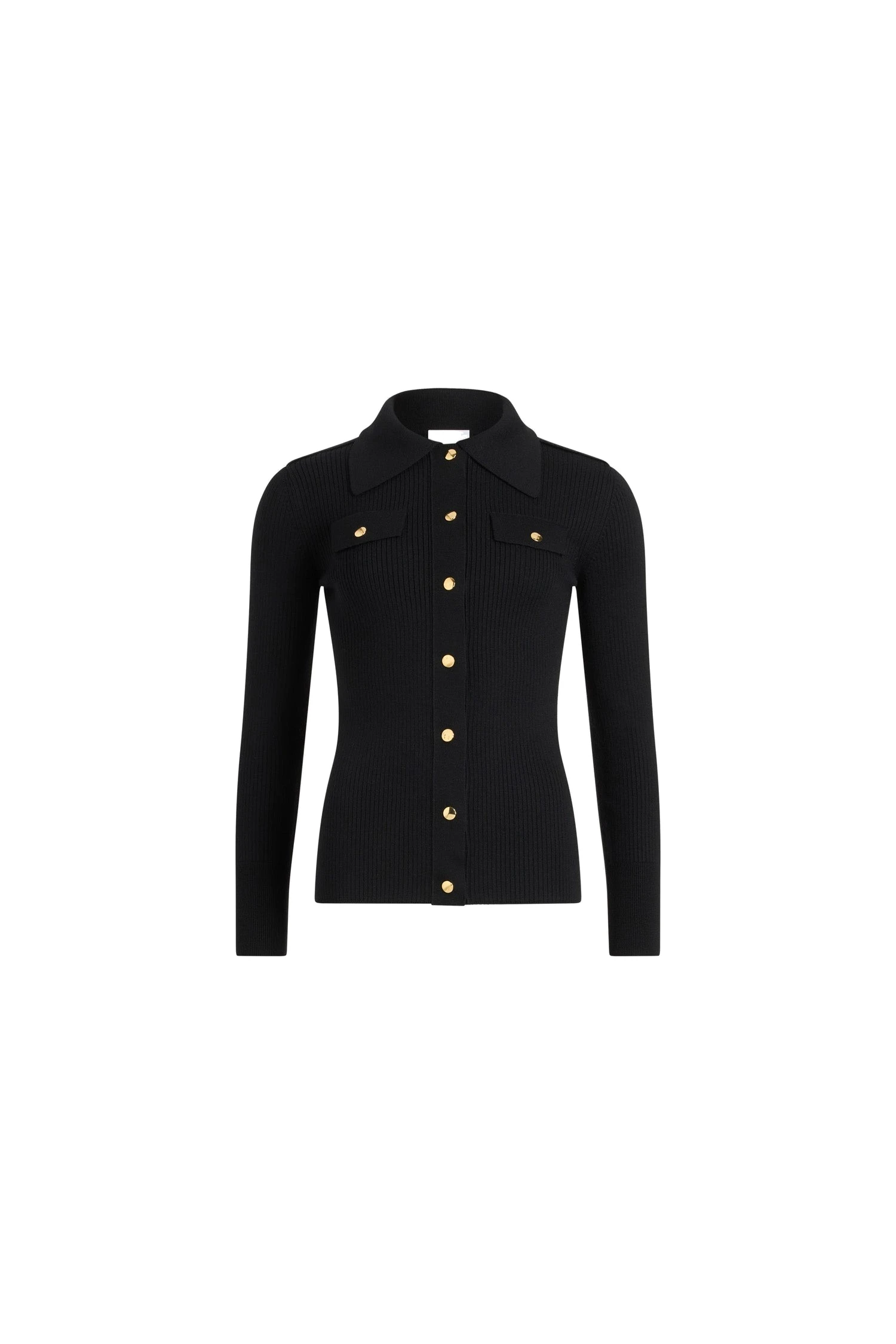Patou Ribbed shirt in Black wool | Knitwear | Luxury Shoes Patou Ribbed shirt in Black wool