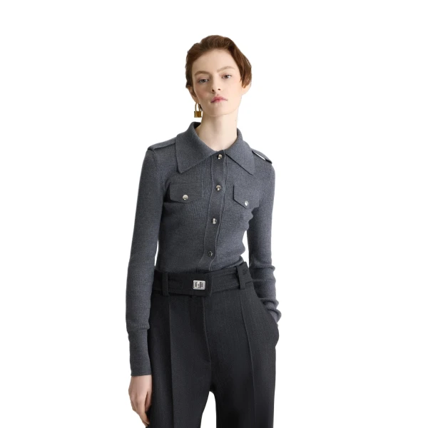 Ribbed shirt in Mercury wool - Image 5