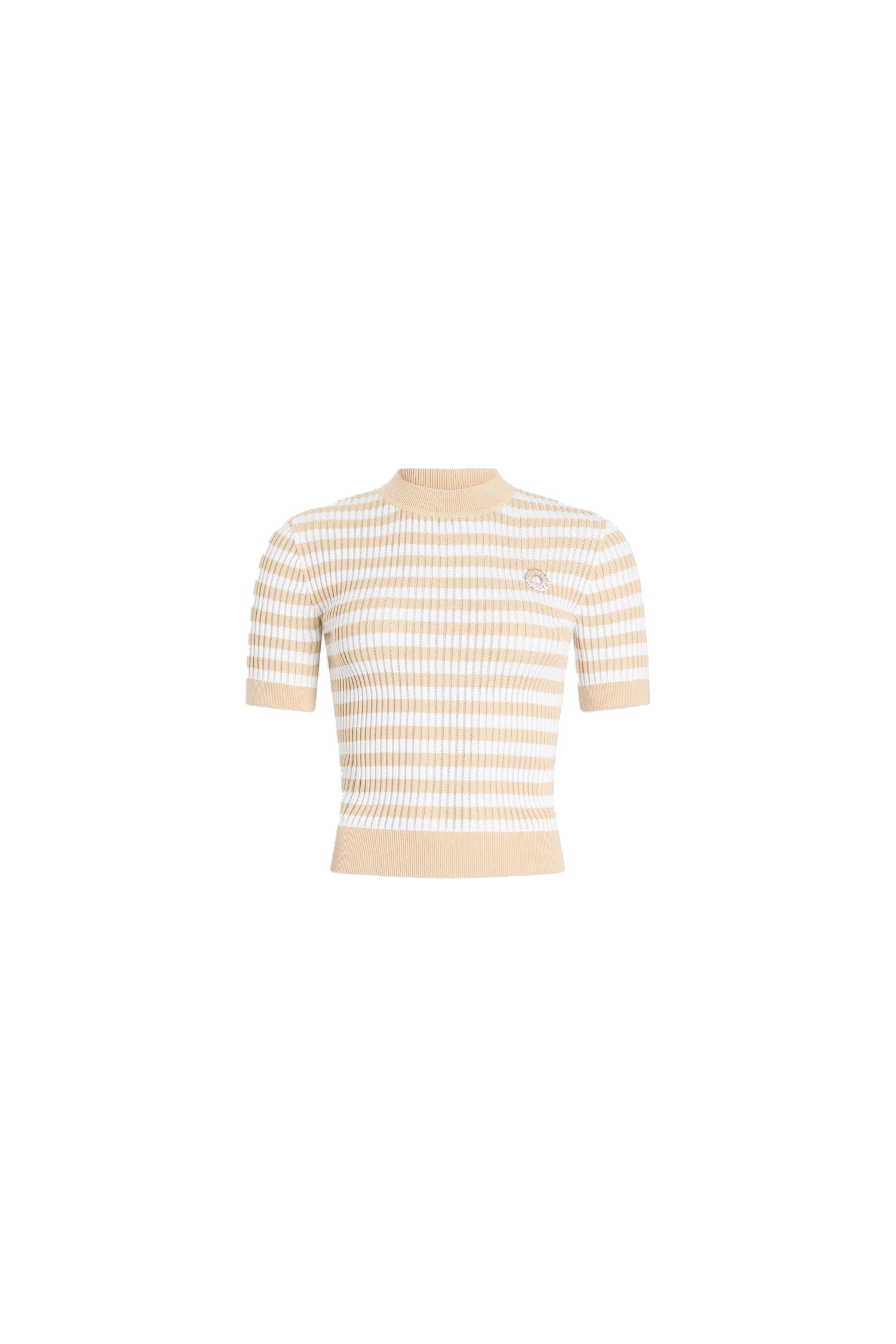 Patou Ribbed striped cotton sweater in Safari Sand Stripes | Knitwear | Luxury Shoes Patou Ribbed striped cotton sweater in Safari Sand Stripes