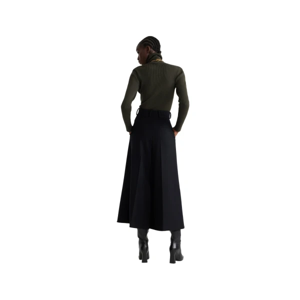 Ribbed turtleneck jumper in Khaki sustainable wool and cashmere - Image 3