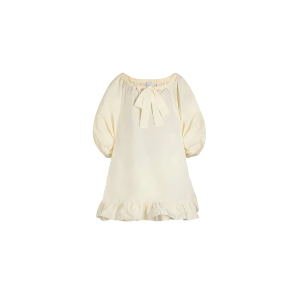 Patou Ruffle hem dress in Ivory recycled faille