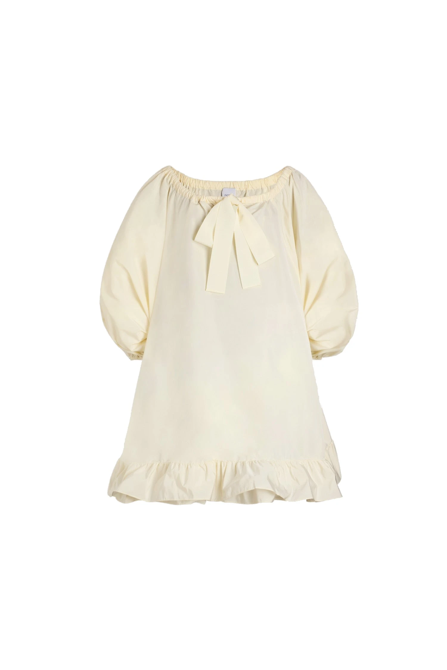 Patou Ruffle hem dress in Ivory recycled faille | Dresses | Luxury Shoes Patou Ruffle hem dress in Ivory recycled faille
