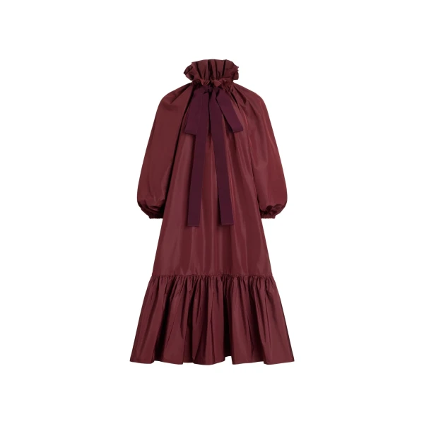 Ruffle hem dress in Vignola recycled faille