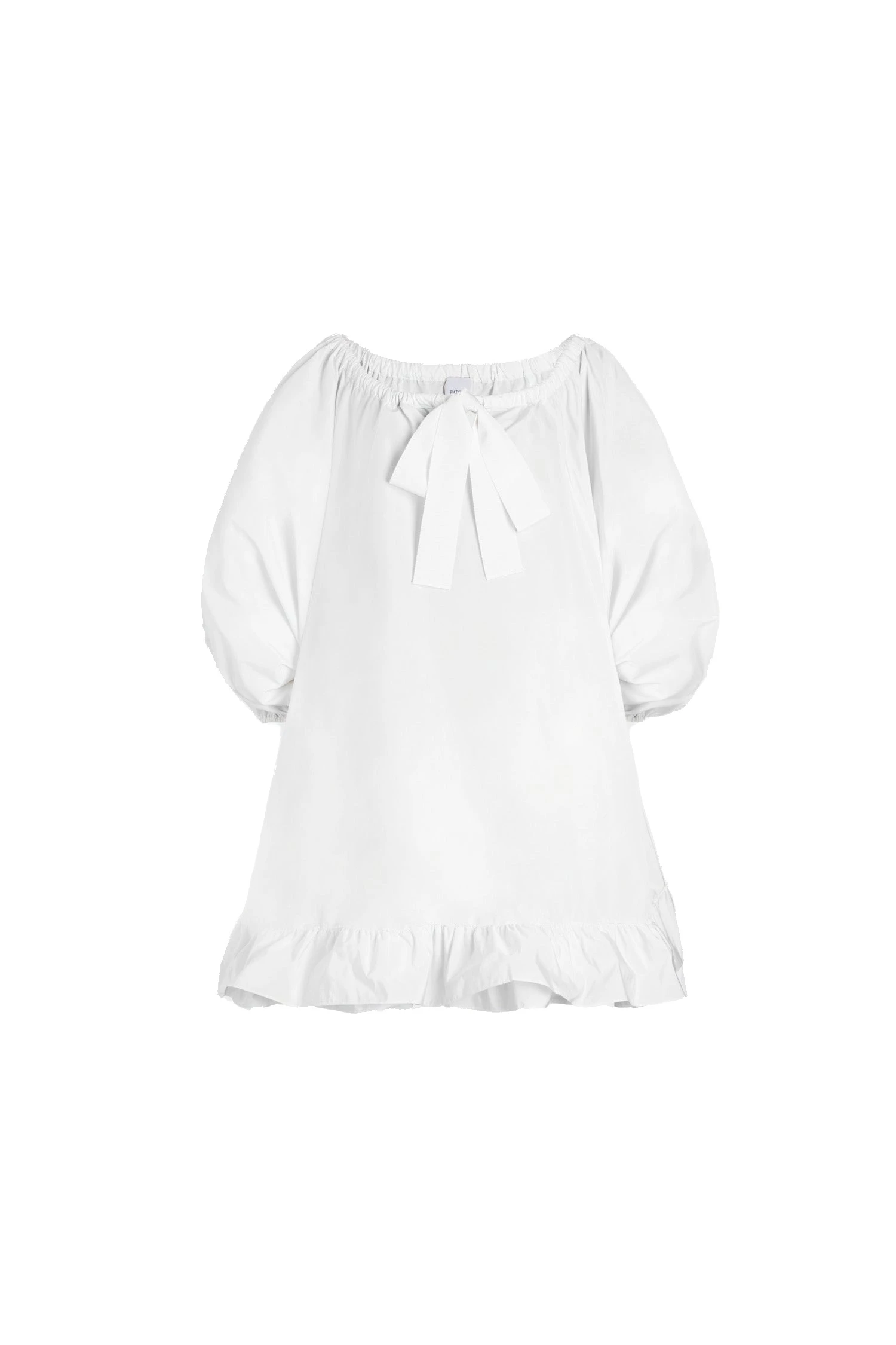 Patou Ruffle hem dress in White recycled faille | Dresses | Luxury Shoes Patou Ruffle hem dress in White recycled faille