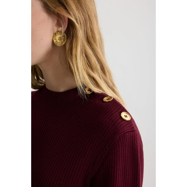 Ruffle hem ribbed mini dress in Syrah wool and faille - Image 4