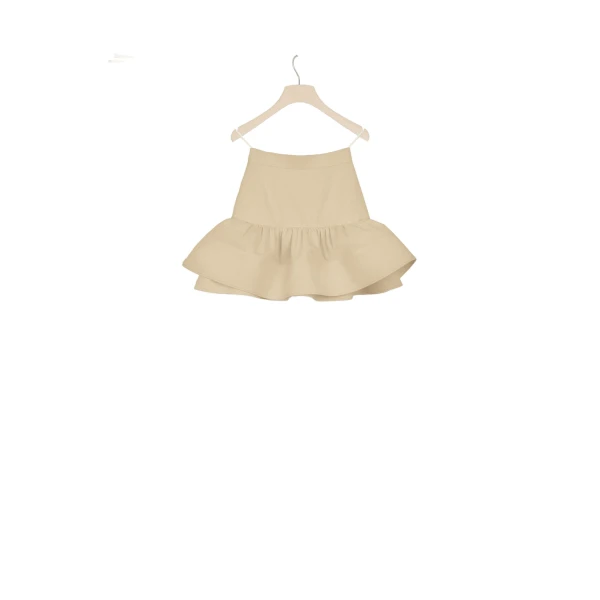 Ruffle mini skirt in Beige cotton gabardine