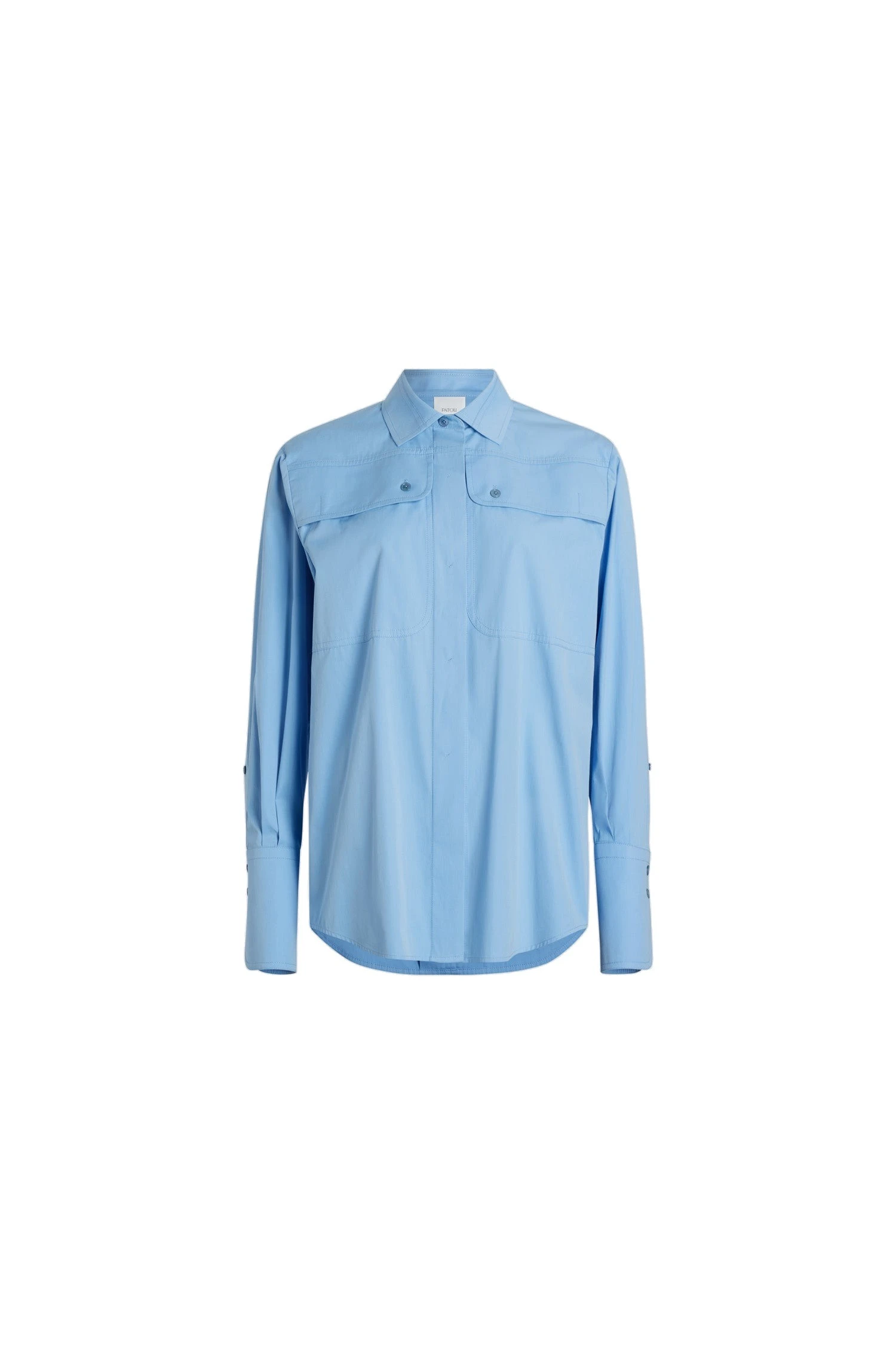 Patou Safari shirt in Airy Blue organic cotton | Tops | Luxury Shoes Patou Safari shirt in Airy Blue organic cotton