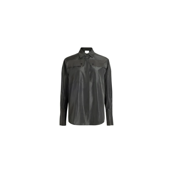 Patou Safari shirt in Black recycled faille
