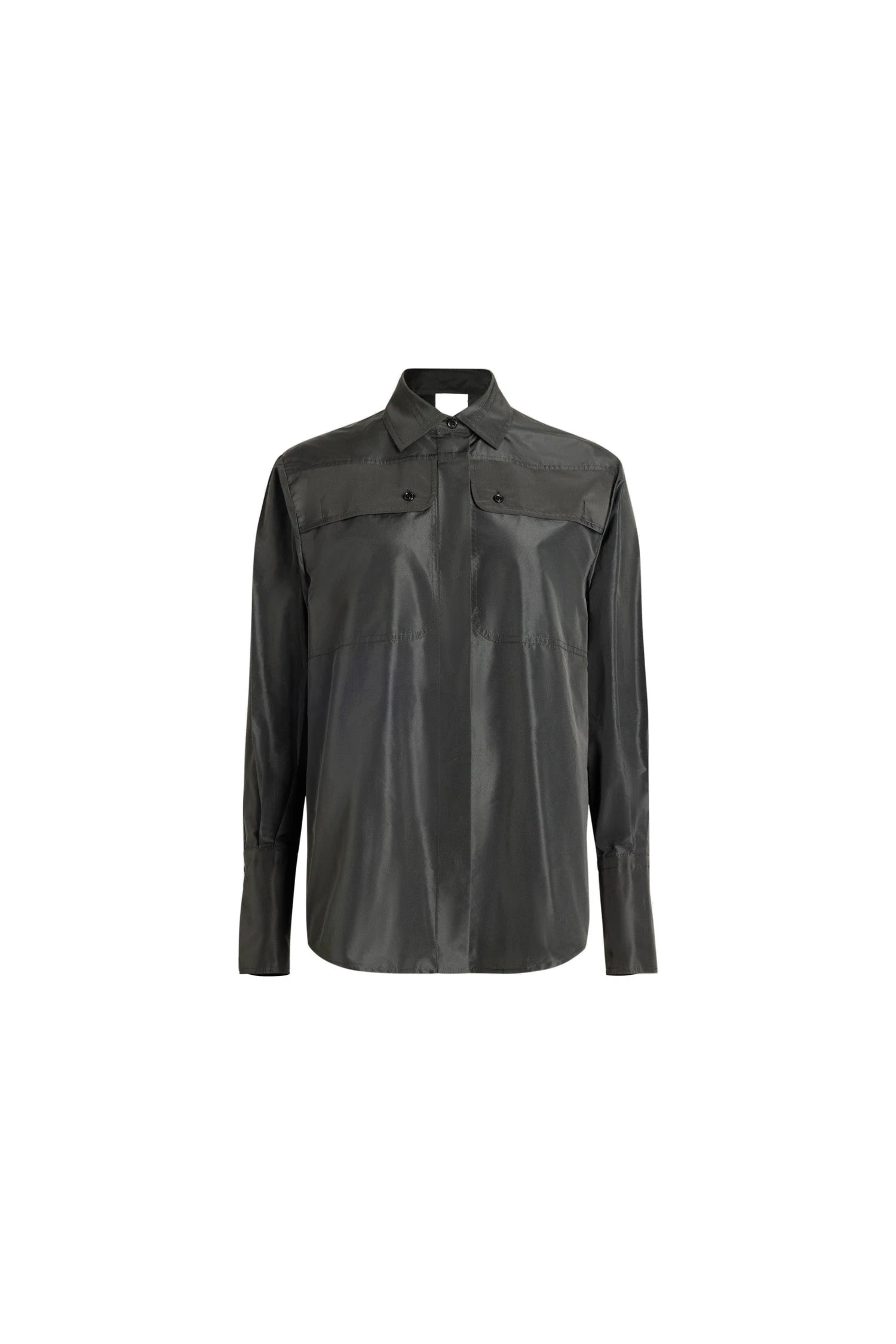 Patou Safari shirt in Black recycled faille | Tops | Luxury Shoes Patou Safari shirt in Black recycled faille