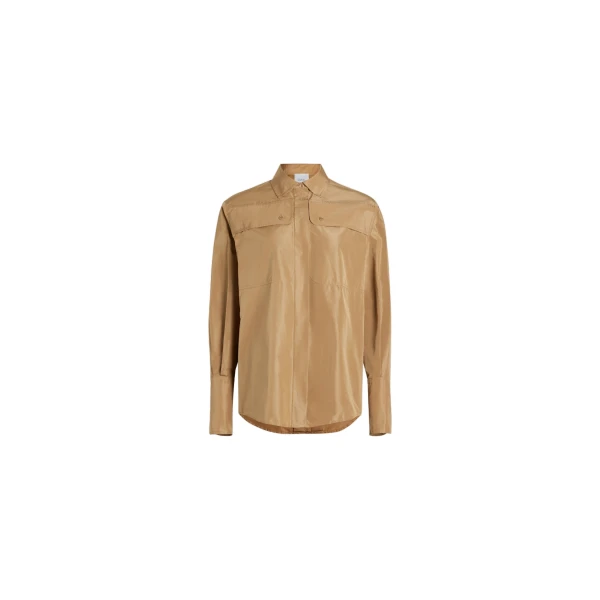 Patou Safari shirt in Gray Sand recycled faille