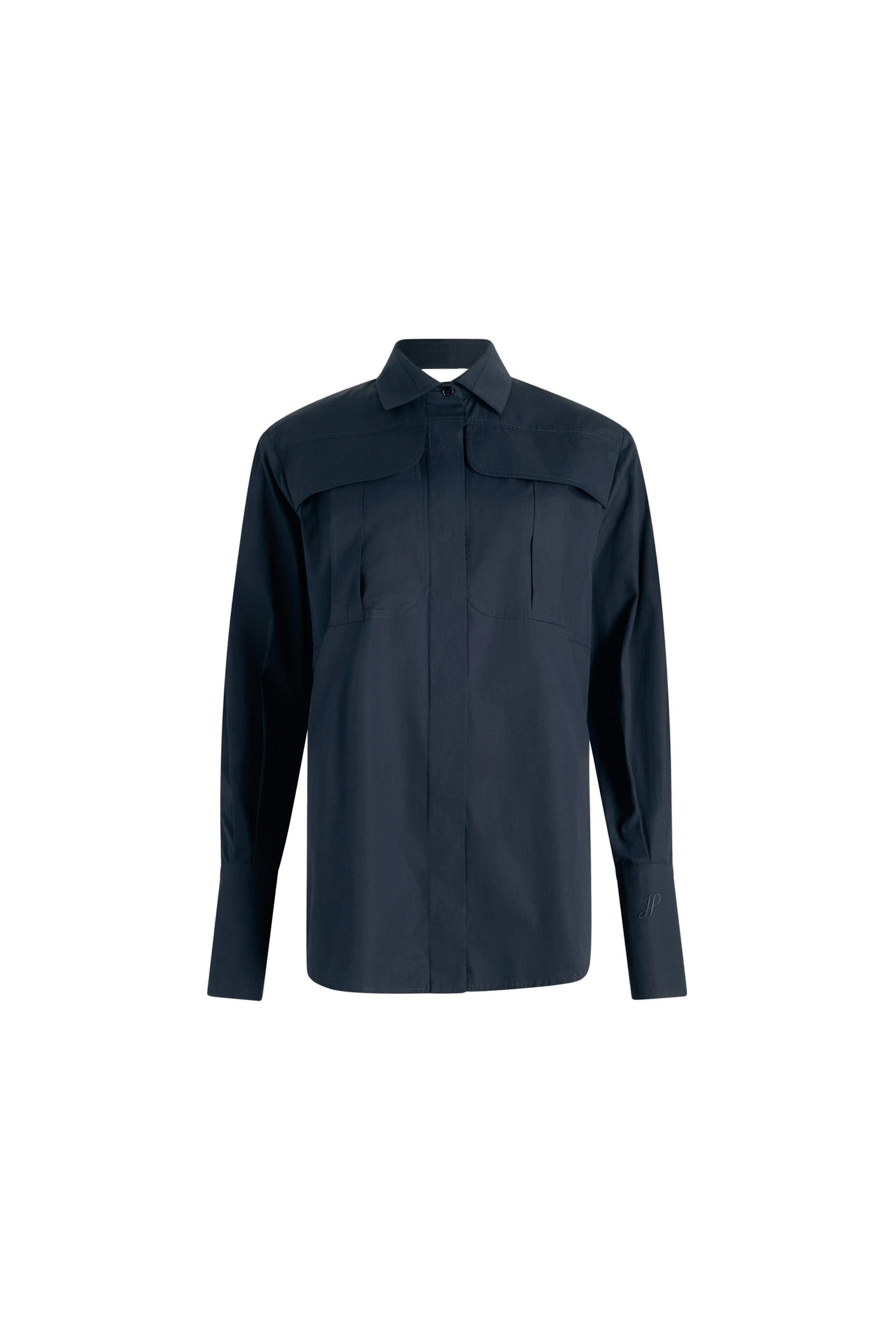 Patou Safari shirt in organic cotton poplin | Luxury Shoes Patou Safari shirt in Navy Black organic cotton poplin