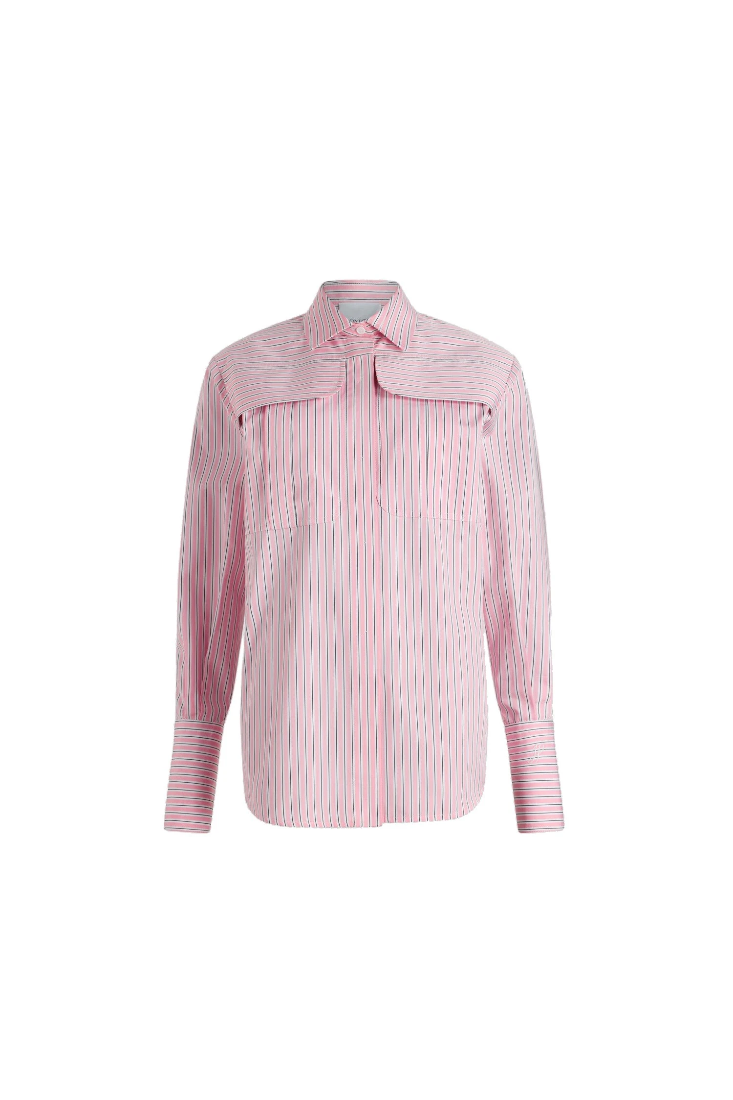 Patou Safari shirt in Primrose Pink Stripes printed organic cotton poplin | Tops | Luxury Shoes Patou Safari shirt in Primrose Pink Stripes printed organic cotton poplin