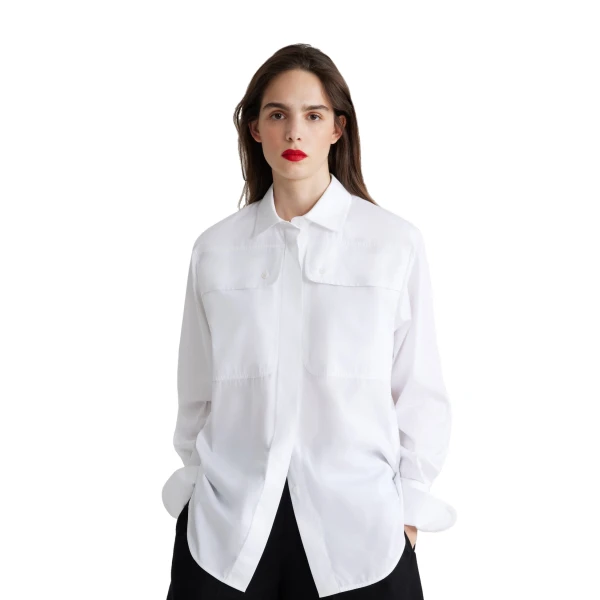 Safari shirt in White organic cotton - Image 5