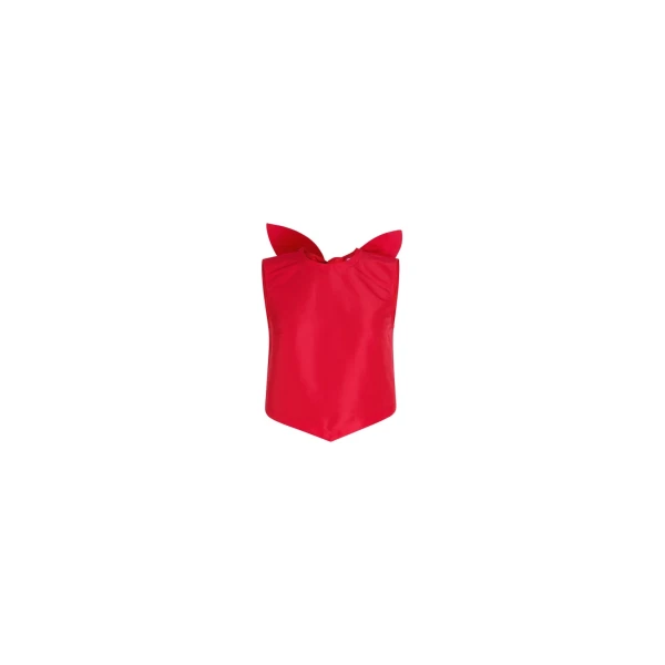 Scarf top in Lipstick Red recycled ottoman faille